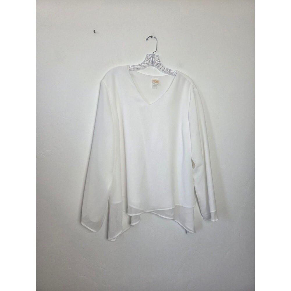 White Elegance Blouse Top Chiffon Plus Size 2X Wedding Bridal Church Temple
